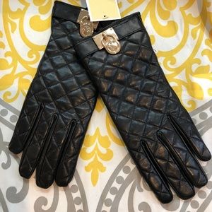 Michael Kors quilted leather tech gloves